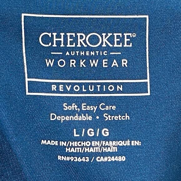 Cherokee Workwear Revolution Scrubs Top Womens Size Large Blue WW610 Mock Wrap - Picture 2 of 5